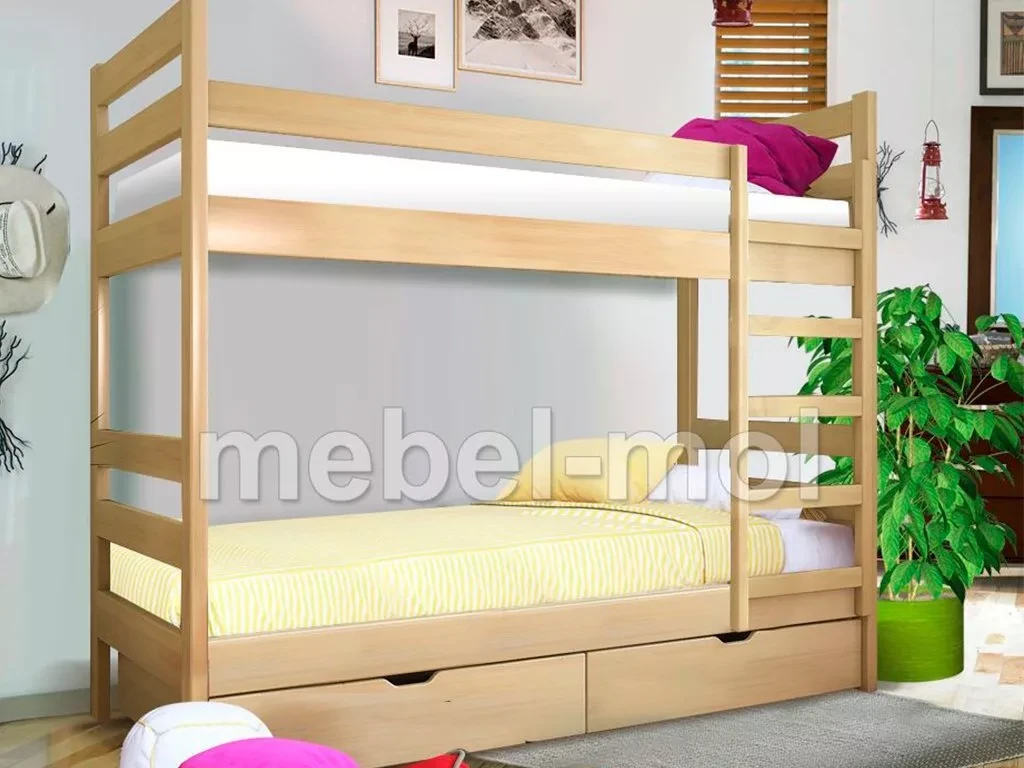 Детская кровать «Двухъярусная Классика 1» из массива дерева от производителя