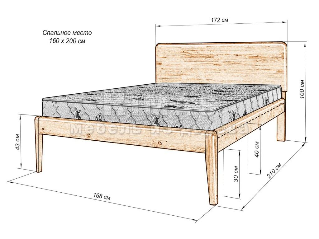 чертеж деревянной кровати 160х200