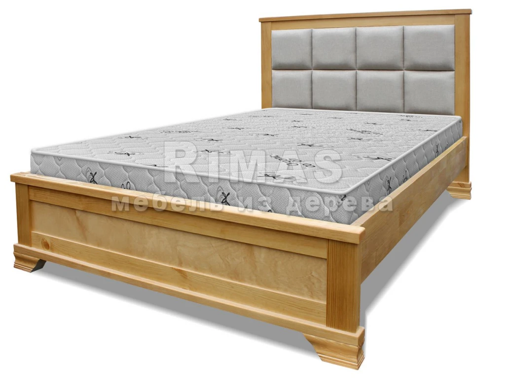 Кровать «Классика с мягкой вставкой» из массива дерева от производителя
