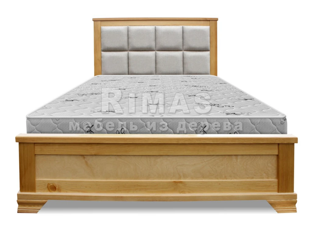 Кровать «Классика с мягкой вставкой» из массива дерева от производителя большое фото 4