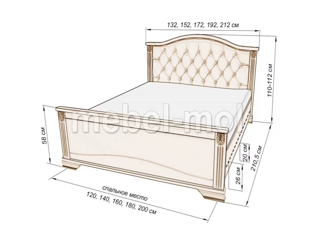 Кровать «Кливия с каретной стяжкой» из массива дерева от производителя большое фото 7