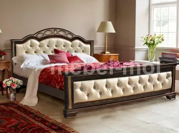 Кровать с мягким изголовьем  «Камила с каретной стяжкой»
