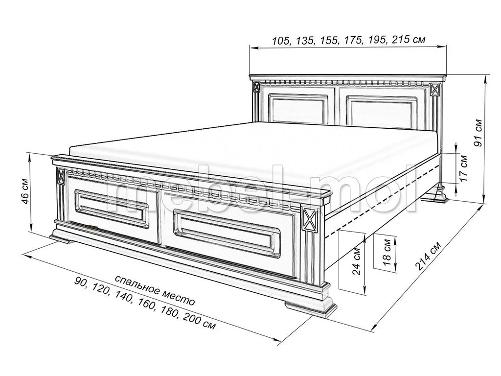 Кровать «Флоренция» из массива дерева от производителя большое фото 4