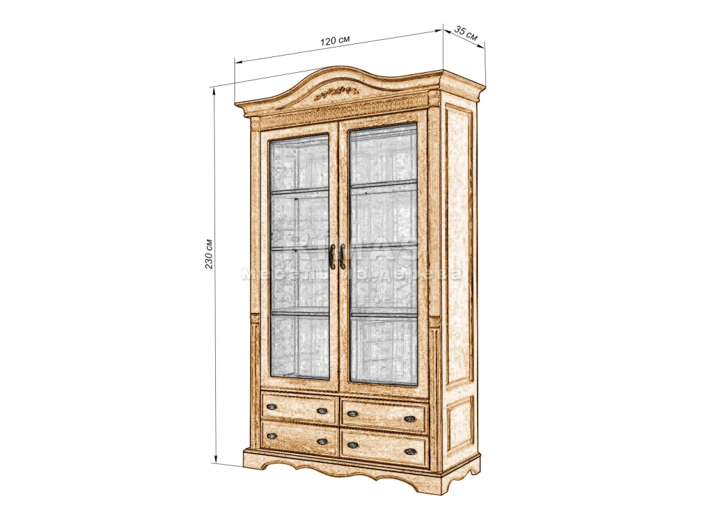 Шкаф «Валео кн 1» из массива дерева от производителя большое фото 6