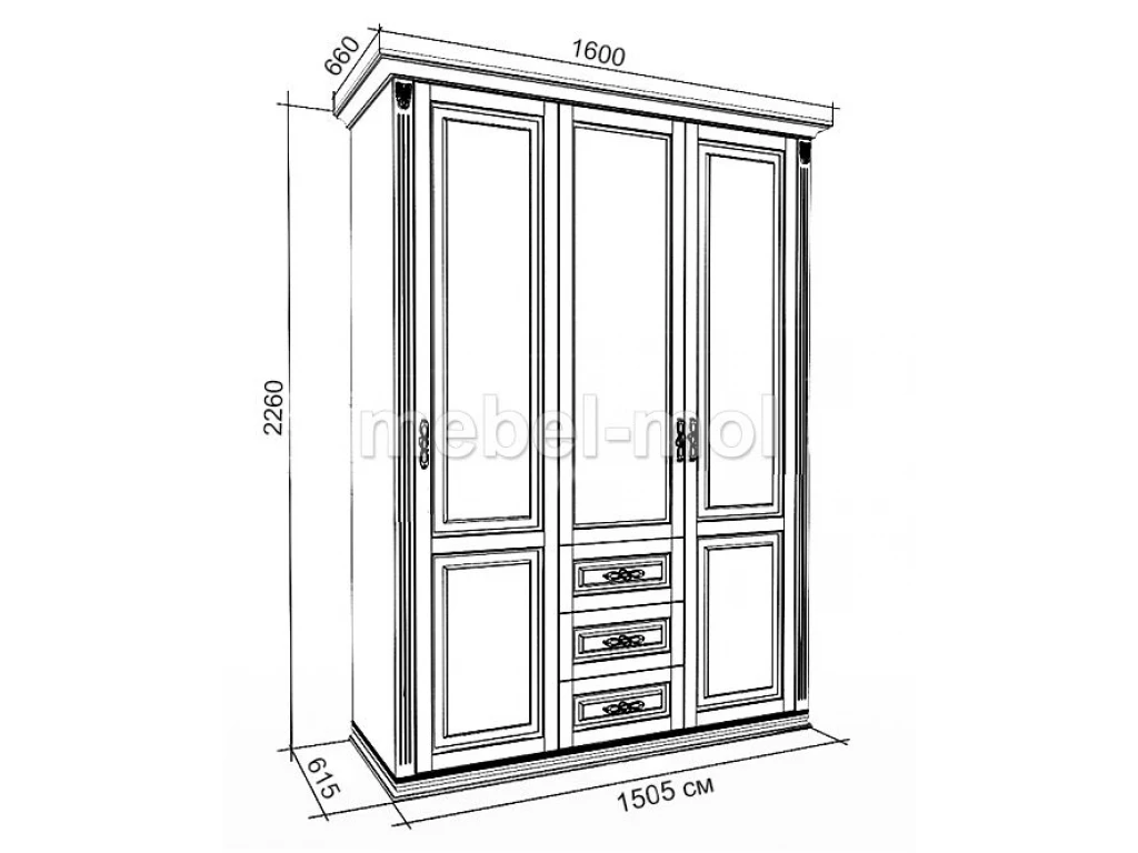 Шкаф «3-ств Дарина» из массива дерева от производителя большое фото 2