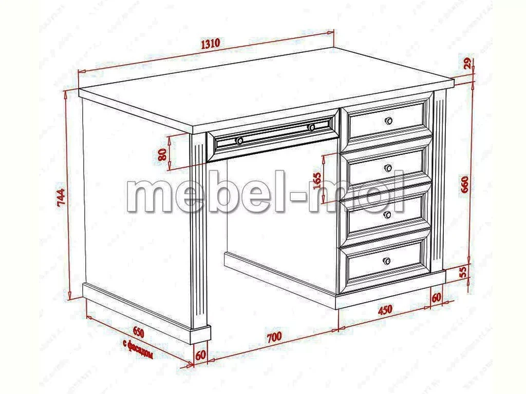 Стол «1-тумбовый Валенсия» из массива дерева от производителя большое фото 2