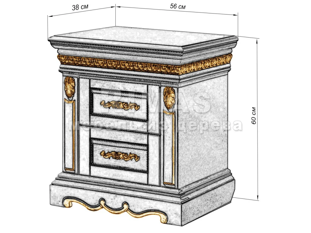 Тумба «Милано 2 ящ» из массива дерева от производителя большое фото 6