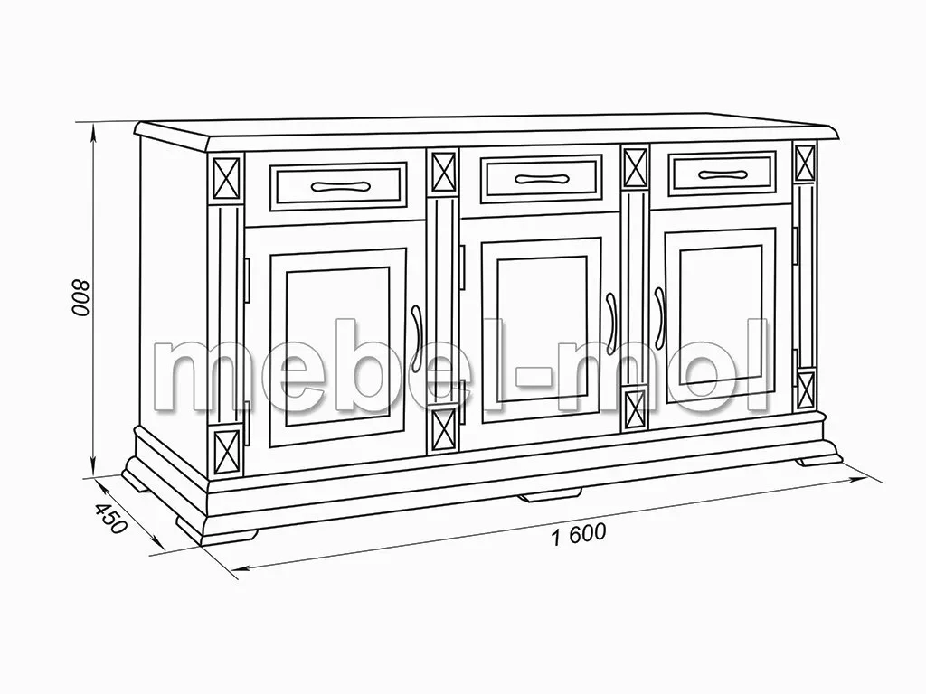 Тумба «Флоренция 3 ящ 3 дверки» из массива дерева от производителя большое фото 3