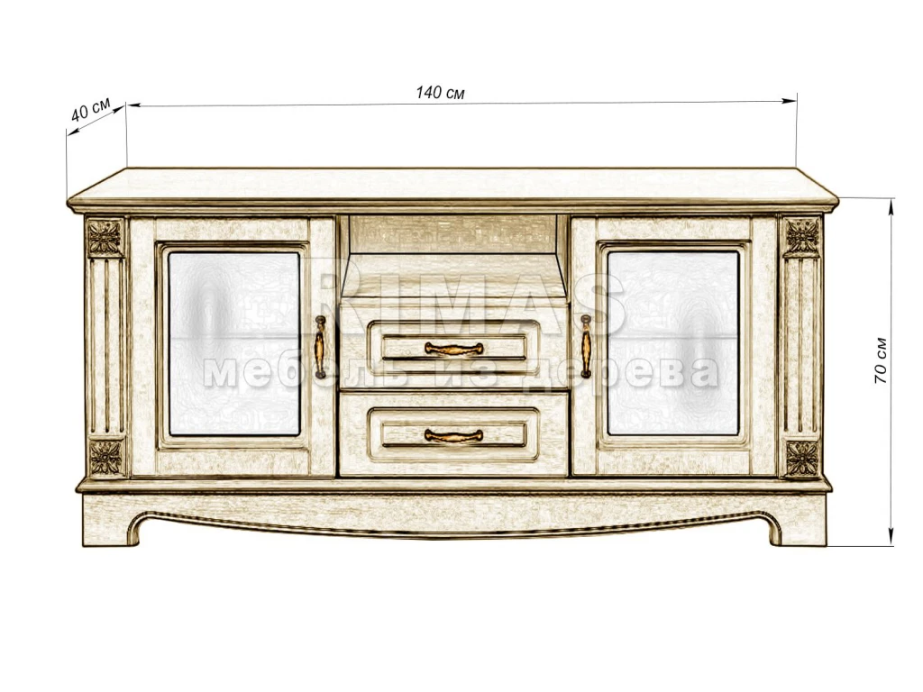 Тумба «Версаль тв» из массива дерева от производителя большое фото 4
