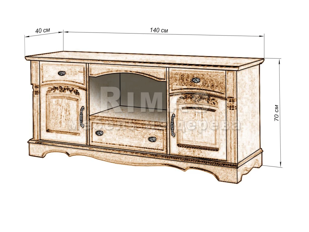 Тумба «Валео тв» из массива дерева от производителя большое фото 5